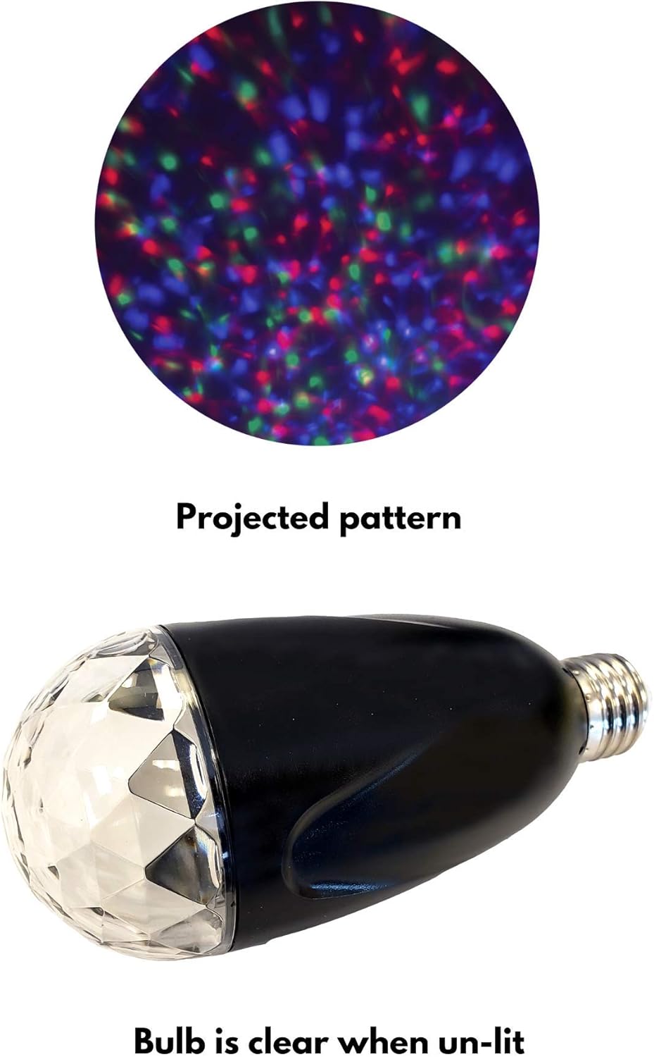 NOMA Kaleidoscope LED Projector Bulb projected pattern and un-lit appearance