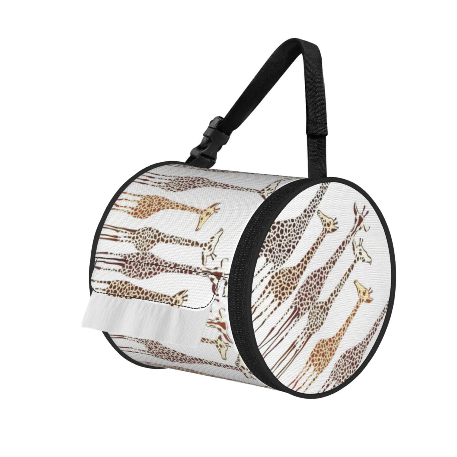 Cute Cartoon Funny Giraffes Printed Pet-Proof Toilet Roll Bag, Durable Oxford Cloth with Handle for Travel Tent Kitchen