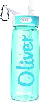 Personalised Water Bottle With Straw - 800ml - Love Drinking - School Water Bottles - Gym Bottle - Bpa Free - Metal Clip For Island Cycling Sports - Stay Cool Add Your Custom Name To Bottled Water