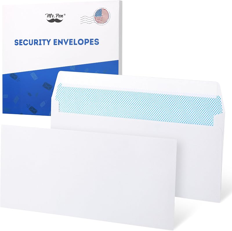 Mr. Pen- Sobres de seguridad n.° 10, paquete de 50, sobres comerciales autosellados | Sobres de seguridad despegar y sellar