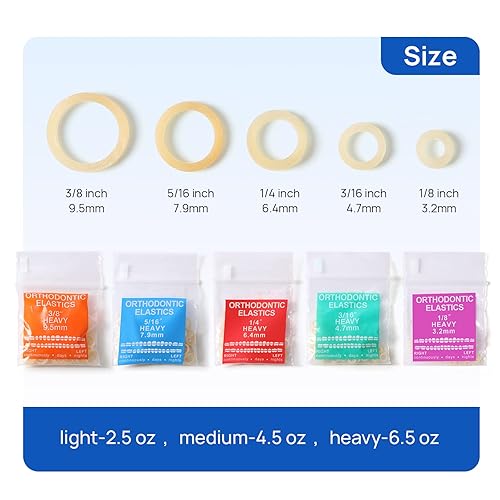 Miniatura 4 de JMU Bandas de goma de ortodoncia 516 pesadas, paquete de 100 bandas de goma dentales sin látex elásticas de ortodoncia fabricadas en Estados Unidos