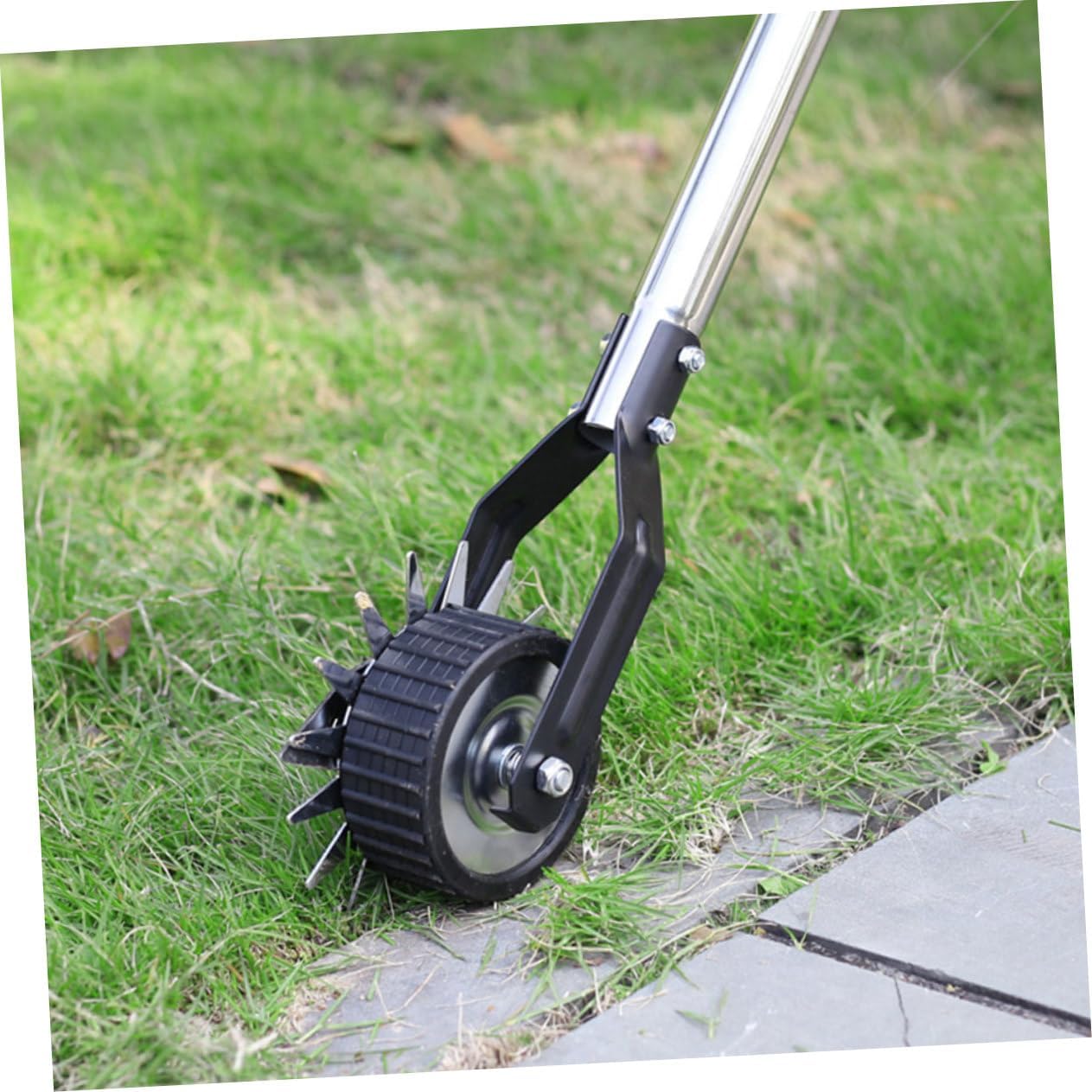 1set Wheel Rotary Edger Lawn Tool Manual Grass Trimmer for Precise Edging Metal Blades for Landscaping and Sidewalk Maintenance Handle