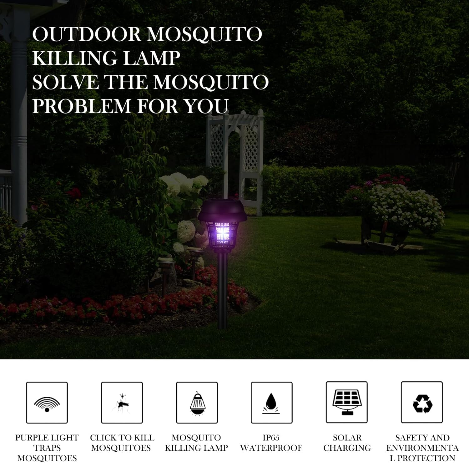 Qualirey 12 Pcs Solar Bug Zapper Outdoor Waterproof Solar Mosquito Zapper Outdoor Solar Powered Mosquito Killer Lamp Lighting Mosquito Repellent Lamp for Patio Yard Garden Insect, Purple White Light