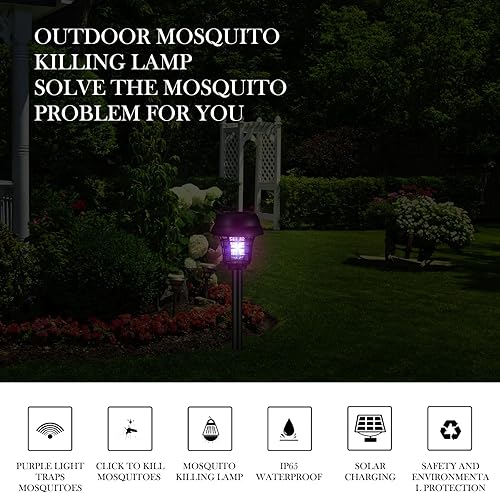 Miniatura 3 de Qualirey 12 piezas de exterminador solar de insectos al aire libre, impermeable, exterminador de mosquitos solar para exteriores, lámpara repelente