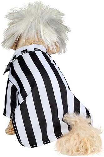 Vista 4 de Rubies Costume Company disfraz de Beetlejuice para mascotas, M, Negro, blanco