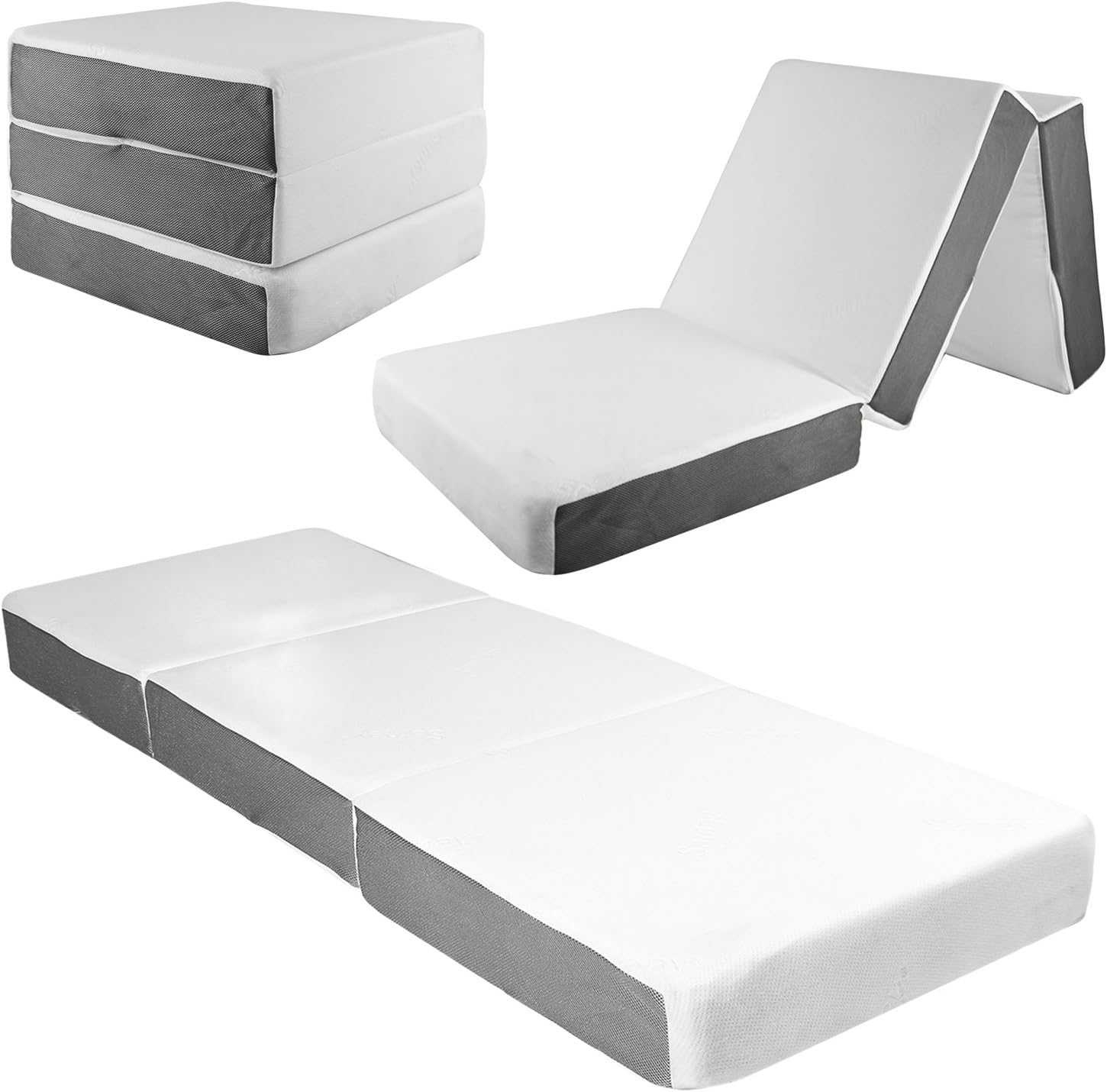 SAMAY 6 Inch Tri Folding Mattress with Washable Cover - Includes Waterproof Mattress Liner