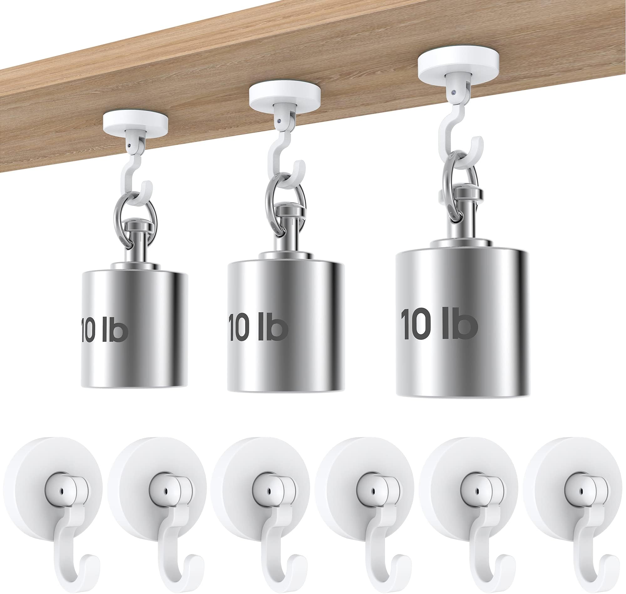 CHOOBY Powerful Adhesive Hooks, 6 Packs Towel Hooks Holder - 10lbs (Max), Hanging Coat,Hat, Clothes, Handbag, Heavy Duty Shower Wall Hanger Hooks for Bathrooms, Living Room, Bedroom, Kitchen, Door