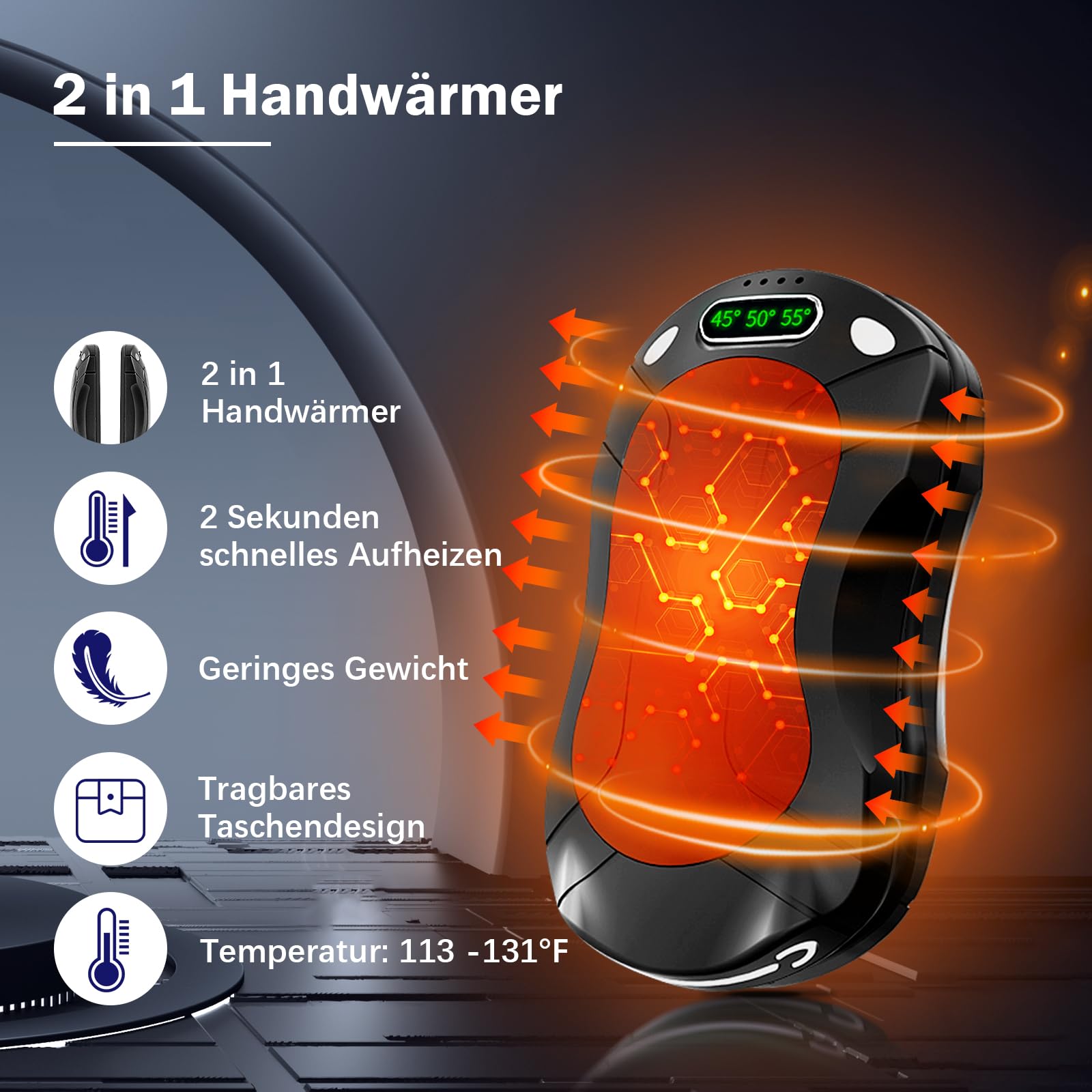 DDKJ Chauffe-Main Rechargeable,Lot De 2 Chaufferette Main