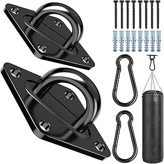 Heavy Duty Black Hammock Hooks Screws Bolts Included, Over 1700 lb Rust-...