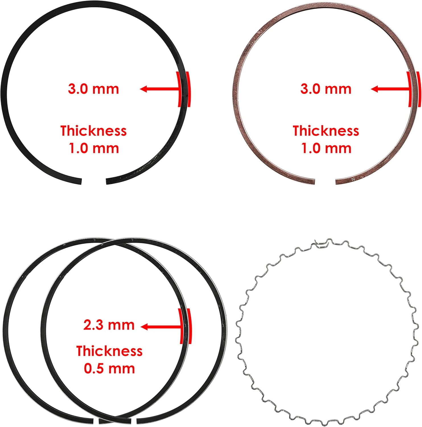 Caltric Cylinder Piston Ring Compatible with Yamaha Raptor 700 YFM700R 2006 2007-2014 Standard Bore
