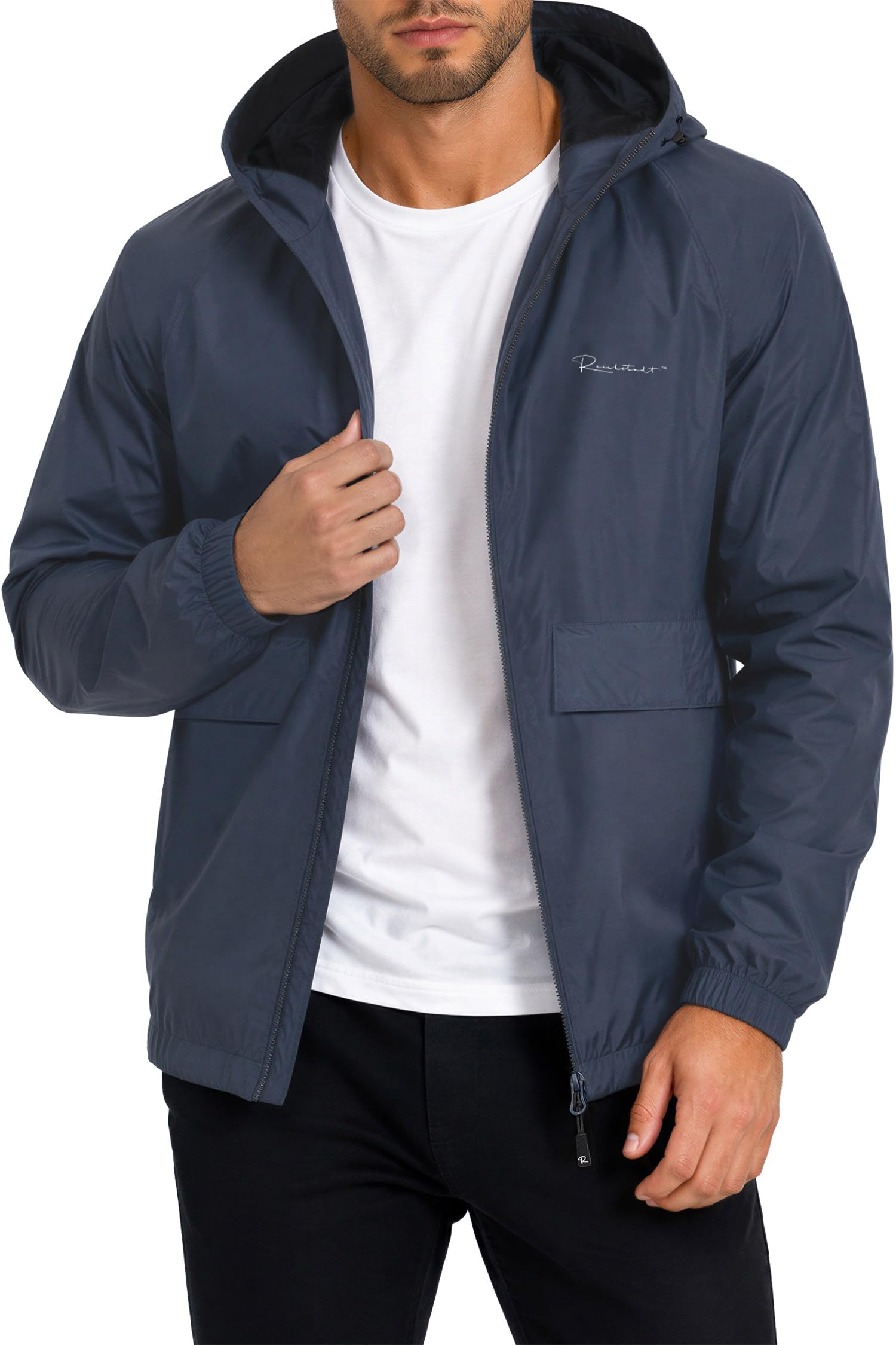 Reichstadt Chaqueta Impermeable Hombre Cortaviento Capucha Ligera Plegable | 100% impermeable, tejido transpirable, ligera, bolsa incluida, exterior, ciclismo, viajes, deporte, paseo y uso diario