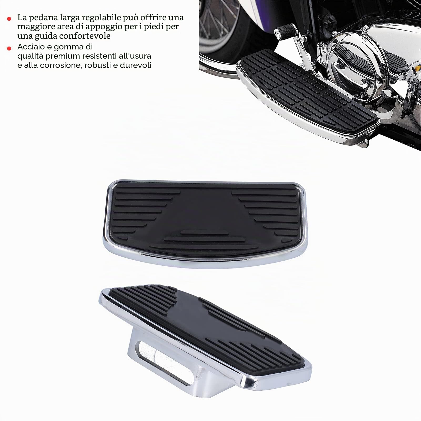 Pedane Moto, Pedane Moto Regolabili Poggiapiedi Antiscivolo Kit di Montaggio Pedana Passeggero Posteriore Moto, per Hon VTX1300 VTX1800
