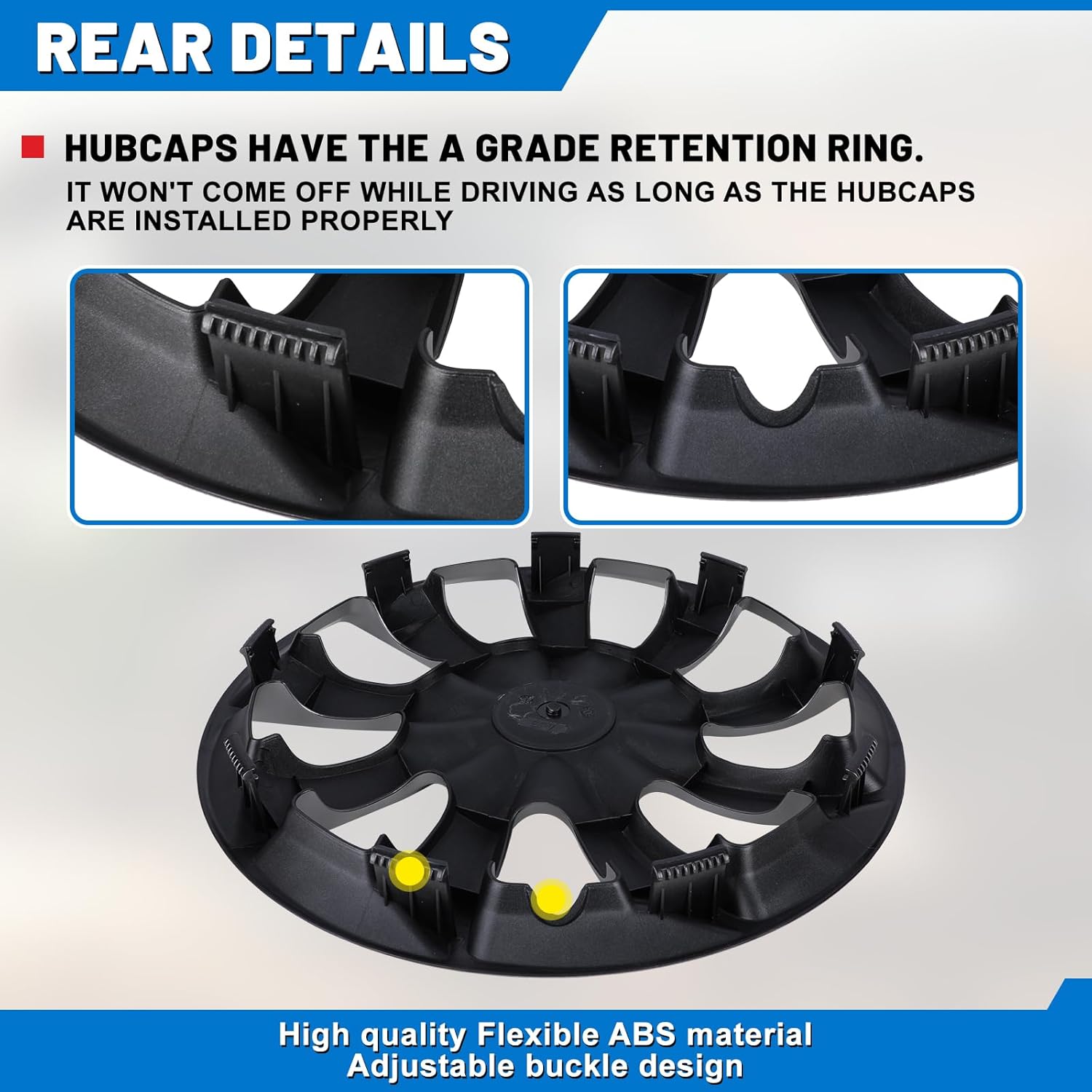 4-Pack 16 Inch Wheel Rim Cover Hubcaps, AUTOWIKI Special Design Fashion Shape Replacement Hubcaps,Car Truck SUV Wheel Hub Accessories(Silver Lacquer & Black Lacquer)