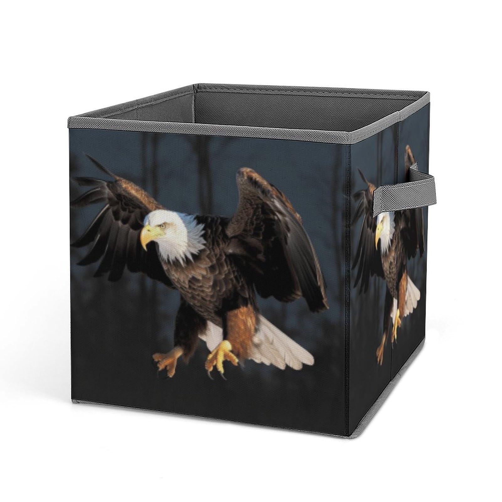 JTREHY Bald Eagle Printed Foldable Storage Box, 10.6 Inches Fabric Storage Box for Wardrobe, Bedroom, Utility Room
