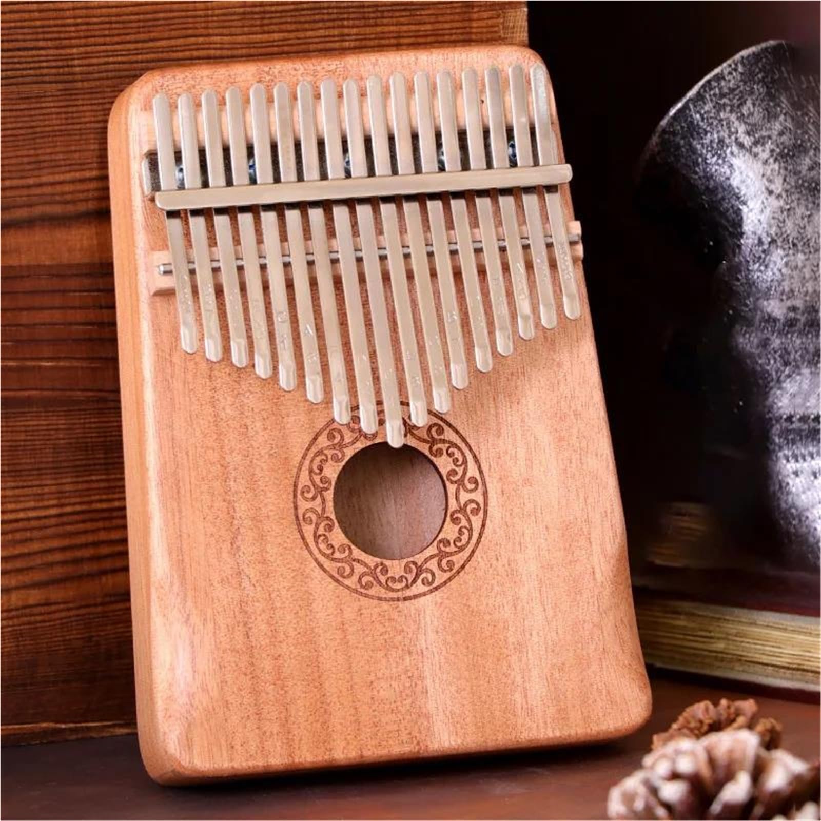 Kalimba 17 Klawiszy Akacja I Mahoń Kciuk Fortepian Palec Instrument Muzyczny Mini Przenośny Dla Początkujących Fortepian Profesjonalny Instrument(Brown)