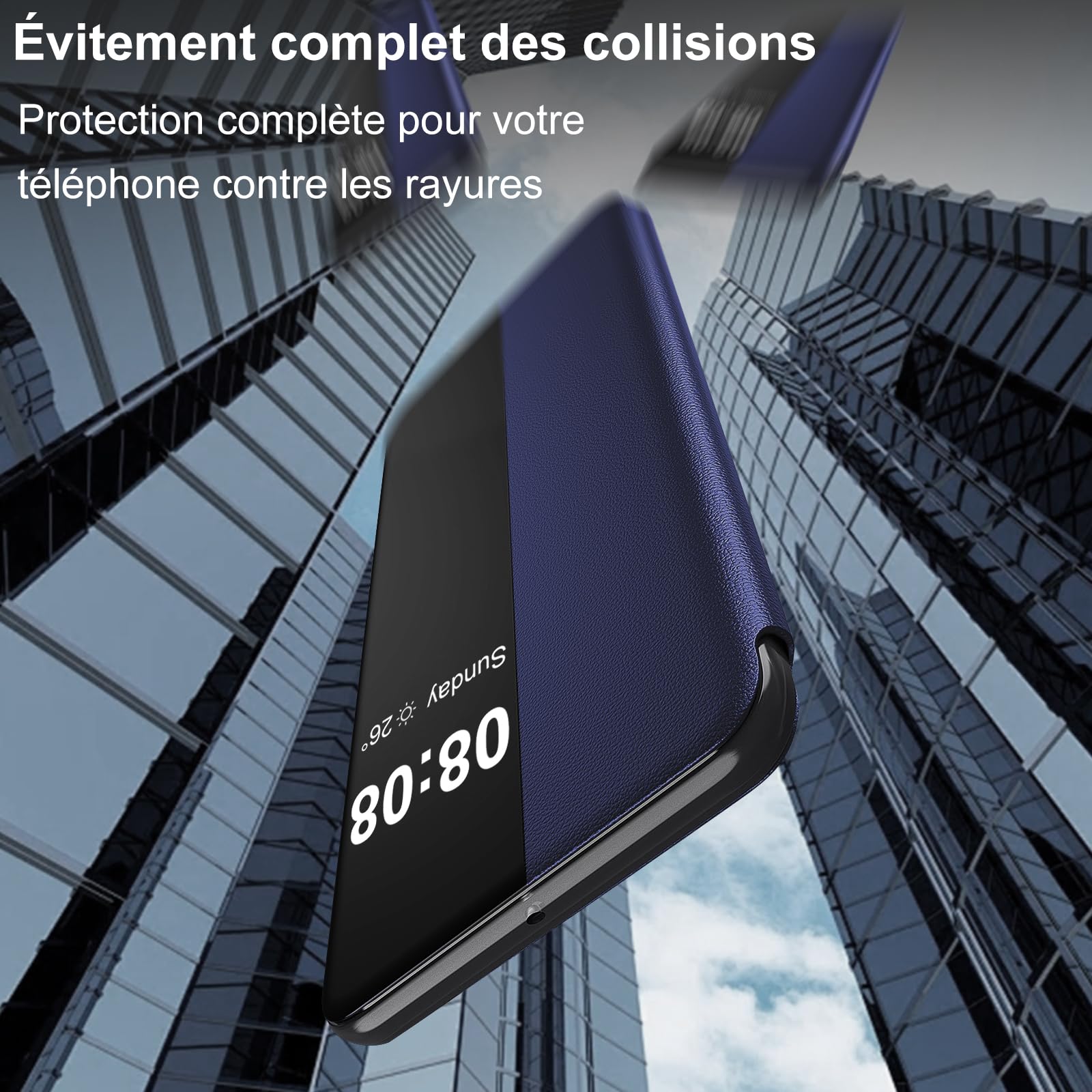 Coque Pour Samsung Galaxy S23 5G Cuir Clear View Fine Étui à Rabat Étui Housse Galaxy S23 Coque