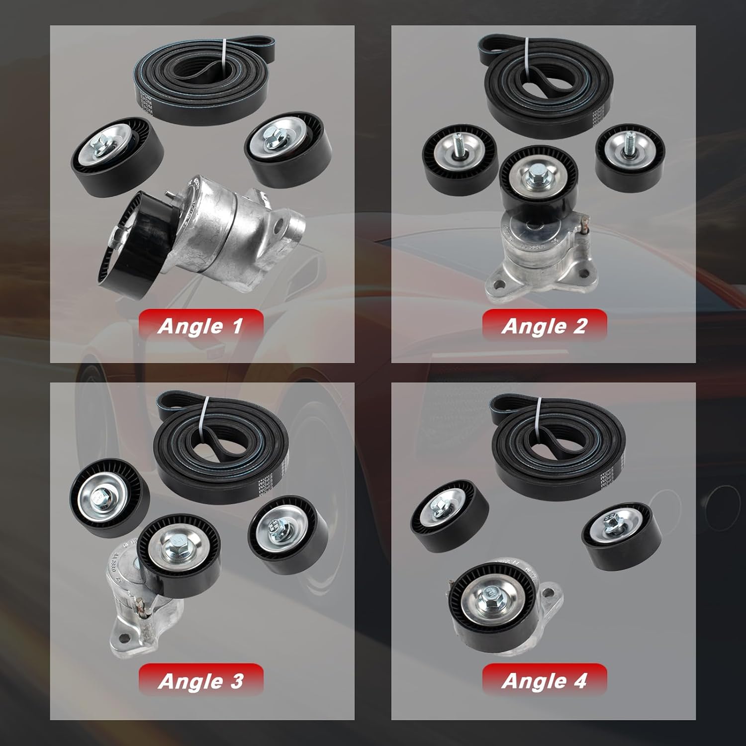 4891797AA Serpentine Belt Component Kit Compatible with Jeep 08-17 Compass 2.0L, 08-16 Patriot 2.0L，08-17 Compass 2.4L, 08-16 Patriot 2.4L, for Chrysler 07-10 Sebring 2.4L,Replace 4891797AA、4891797AB