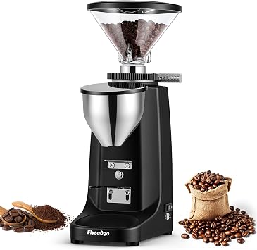 Commercial Coffee Grinder, Stainless Steel 64mm Flat Burr, Digital Control with 19 Precise Grinding for Cafe, Bakery & Home Barista