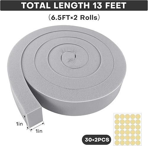 Miniatura 2 de FoamJoy Kit de sellado de ventana de CA con adhesivo, 2 tiras aislantes de espuma gris de 1 x 1 x 6.5 pies, espuma de aire acondicionado para