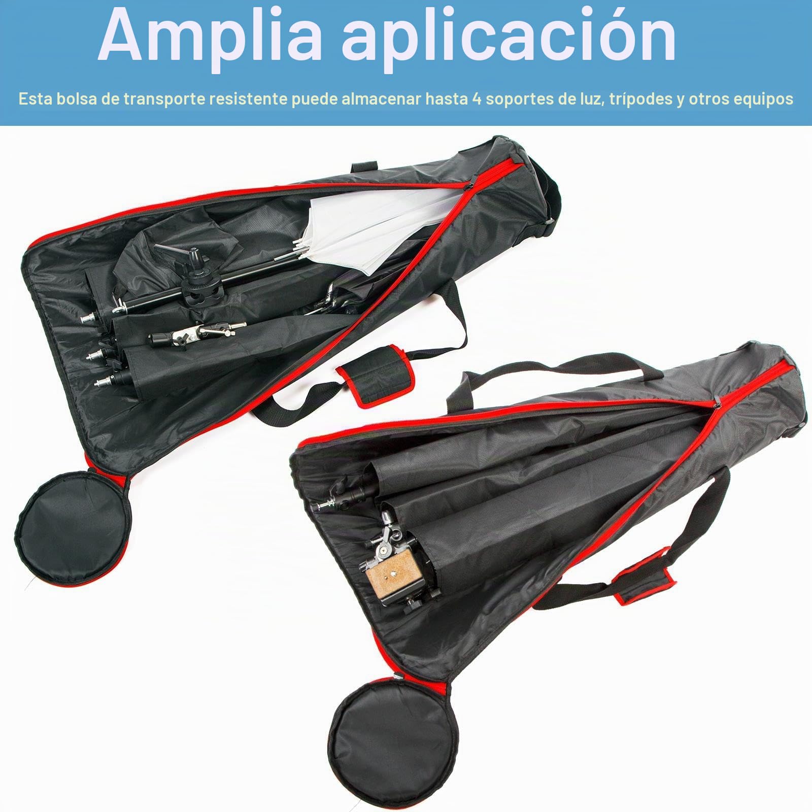 Estuche de Transporte de trípode, Bolsa Resistente Agua con manijas y 3 Compartimentos, Bolsa de Almacenamiento Acolchada para trípode, Soporte de luz, monópodo, telescopio, 123x20cm