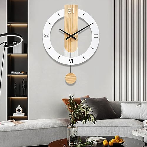 Miniatura 5 de Dankeit Reloj de pared decorativo, reloj de pared de cuarzo de calidad silenciosa, funciona con pilas, reloj de pared grande para sala de estar,