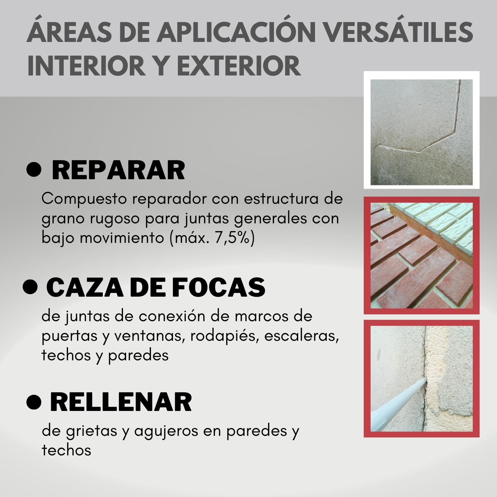 REP24 - Mortero de reparación para juntas (310 ml), color gris cemento (48)