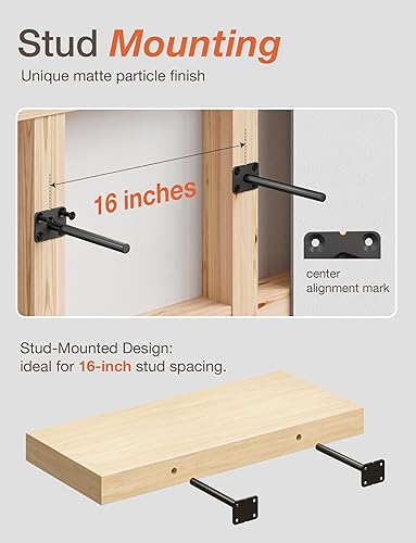 Miniatura 3 de BATODA - Soporte de estante flotante de 6" (8 piezas) - Soportes de acero sólido para estantes ciegos - Soportes ocultos para estantes flotantes de