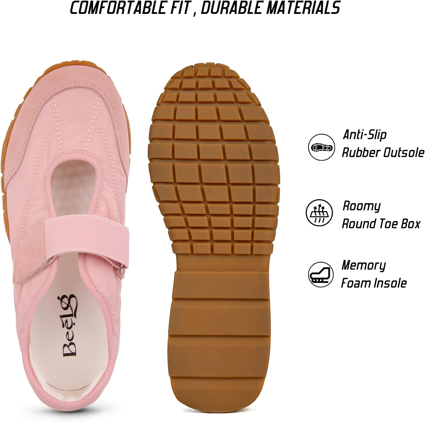 Women's Mary Jane Sneakers Casual Comfortable Walking Shoes with Memory Foam Insole Ballet Trendy Sneaker - Image 5