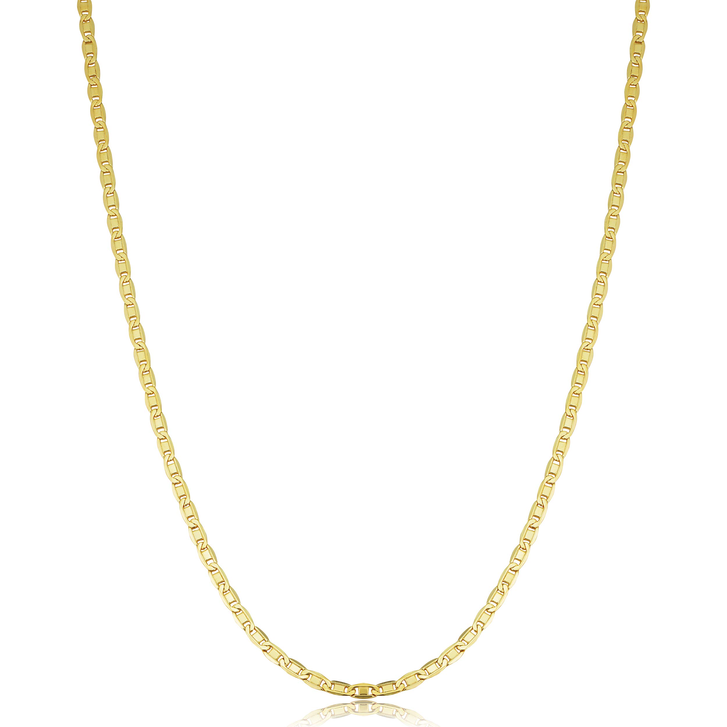 Kooljewelry 14k Yellow Gold Filled Solid Flat Oval Link Chain Necklace for Men and Women 2.2mm 3.5mm 4.4mm - sizes from 16 to 30 inches long