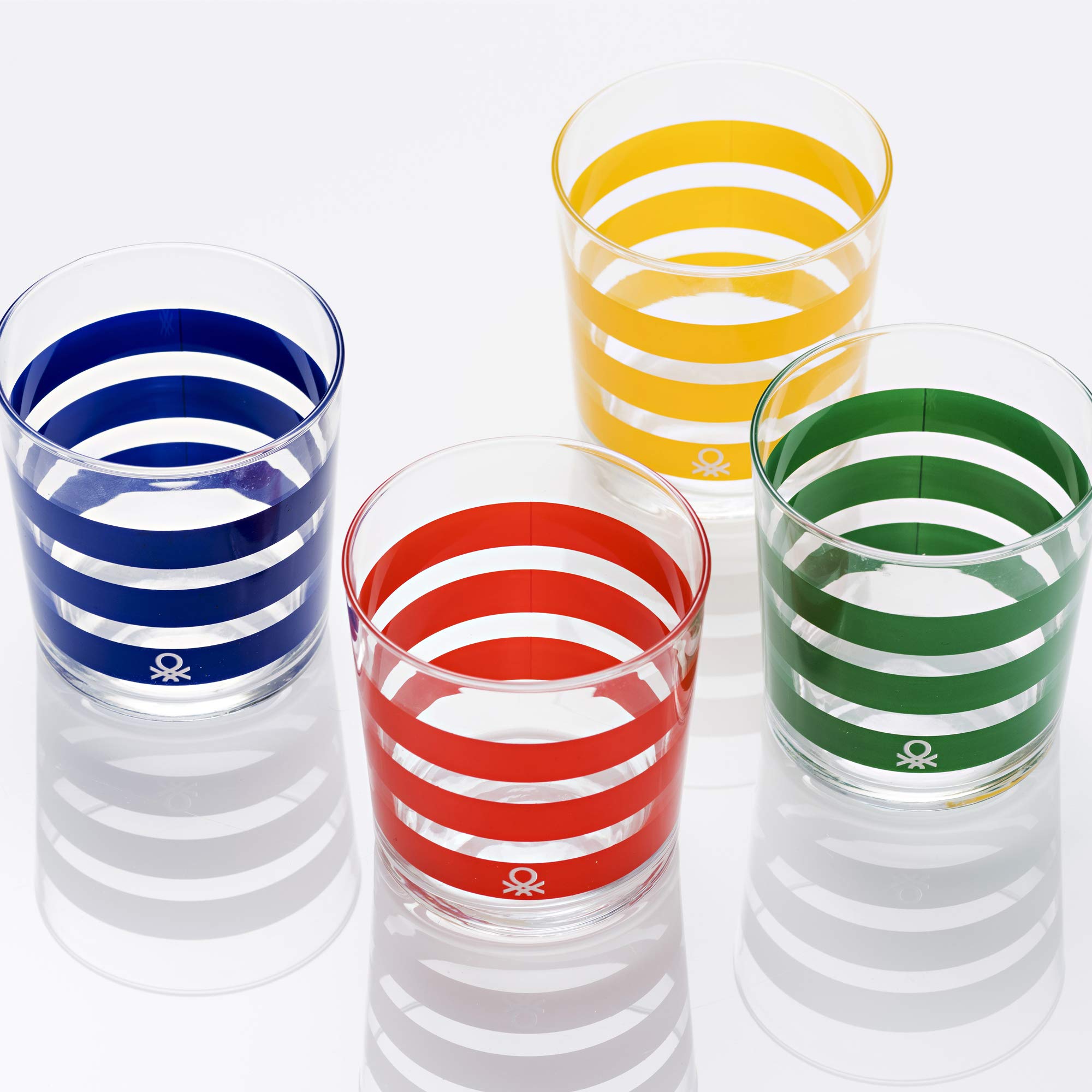 United Colors of Benetton PK2002 Glaswaren-Set, 12 Stück, dekoriert, 33 cl, Glas, gestreift, mehrfarbig