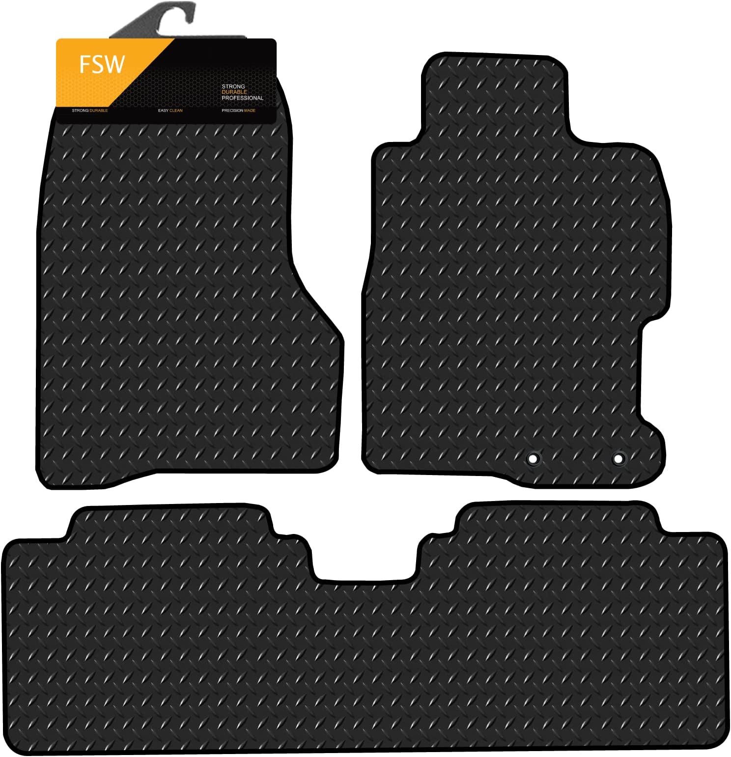 FSW - Tailored Car Mats -Honda Civic 2001-2005, 5 Door - HEAVY DUTY 3mm Rubber Matting - Anti Slip Mat - Waterproof, Non Slip Car Floor Mat, Fitted with Clips & Anti Slip Backing - 3PC