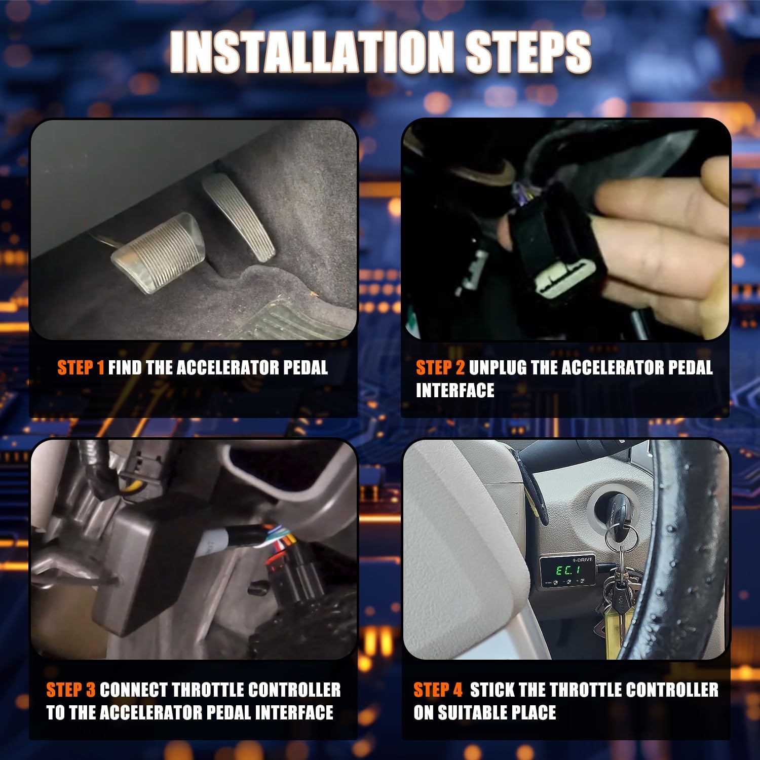 RANSOTO 9 Drive Modes Throttle Response Controller Smart Electronic Pedal Racing Accelerator 807 Compatible with Dodge Charger Challenger Durango Jeep Commander Cherokee Wrangler JK Chrysler RAM