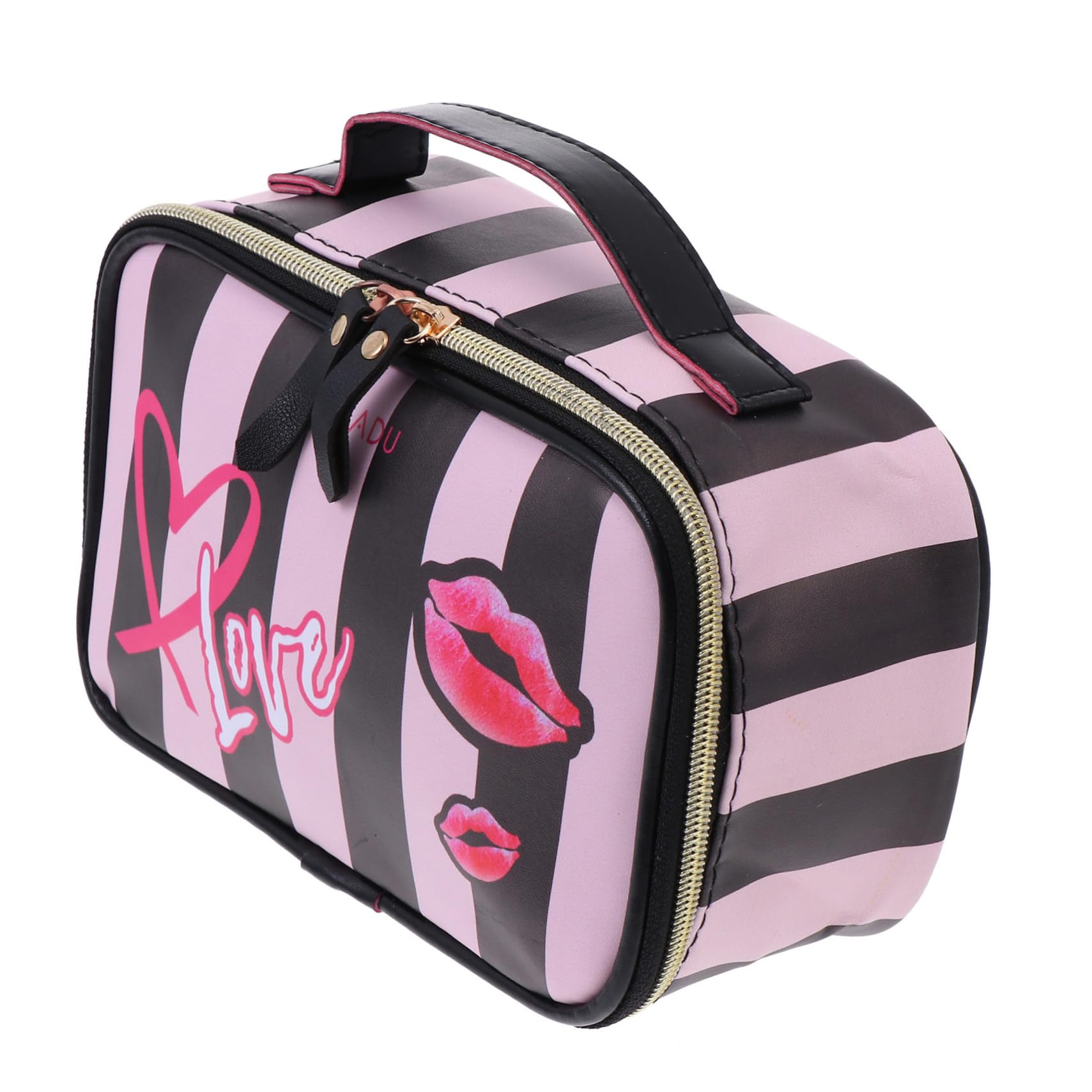 Didiseaon 3piezas Bolsa De Maquillaje De PU para Neceser Cosmético Portátil Diseño De Rayas Organizador De Artículos De Tocador para Mujeres