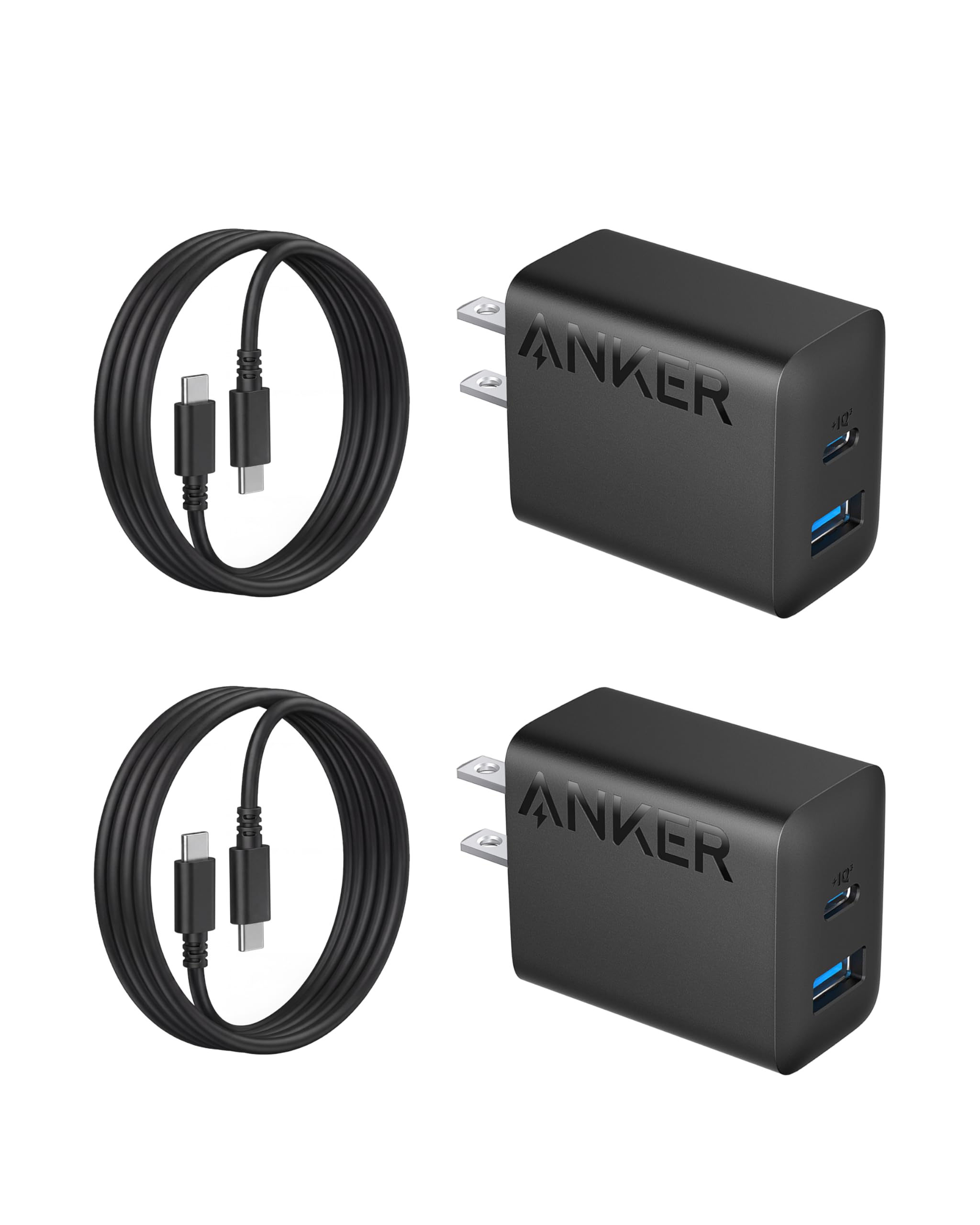 Anker 20W Cargador Tipo C de 2 Puertos con Cable USB C de 1.5m