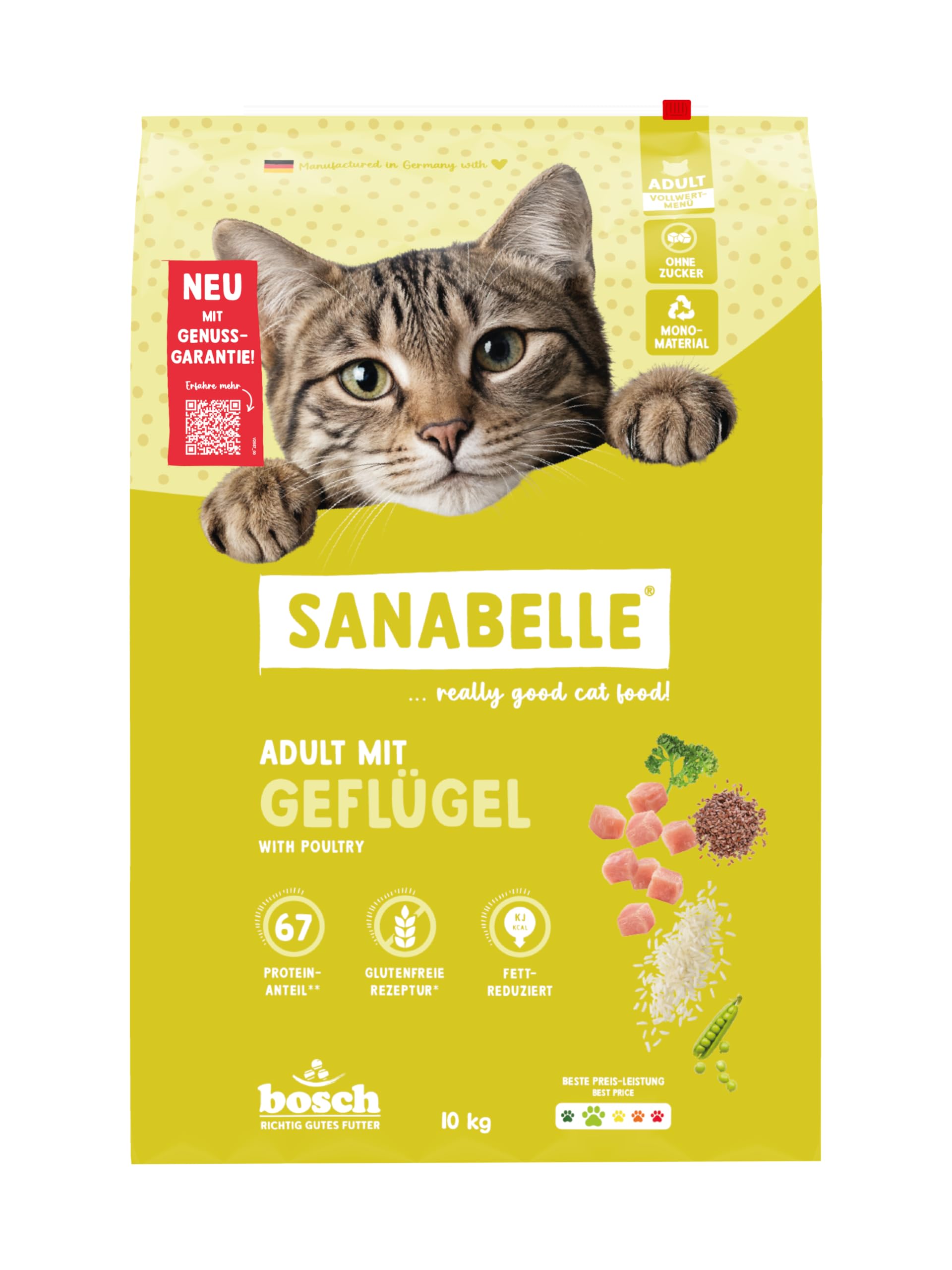 Sanabelle Classic Geflügel | Katzentrockenfutter für ausgewachsene Katzen (ab dem 12. Monat) | 1 x 10 kg (Neu)