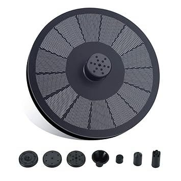 LoiStu 3.5W Solar Fountain Pump, with Fixed Pole and 6 Types of Nozzles, Used for Bird Bath, Ponds, Swimming Pools, Fish Ponds and Gardens