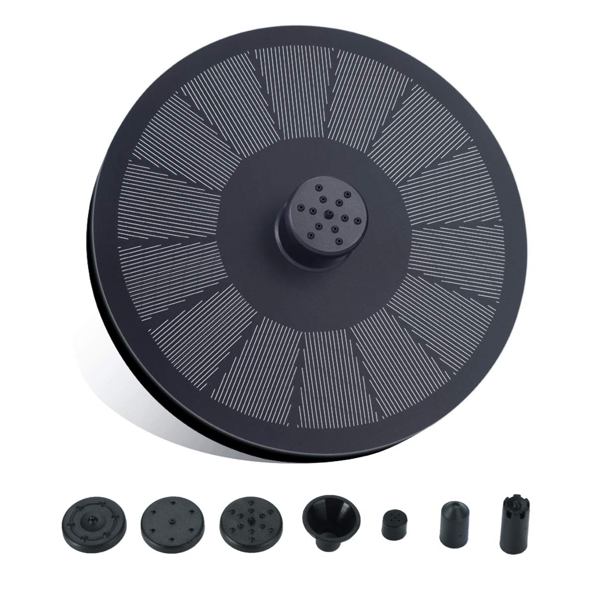 LoiStu 3.5W Solar Fountain Pump, with Fixed Pole and 6 Types of Nozzles, Used for Bird Bath, Ponds, Swimming Pools, Fish Ponds and Gardens