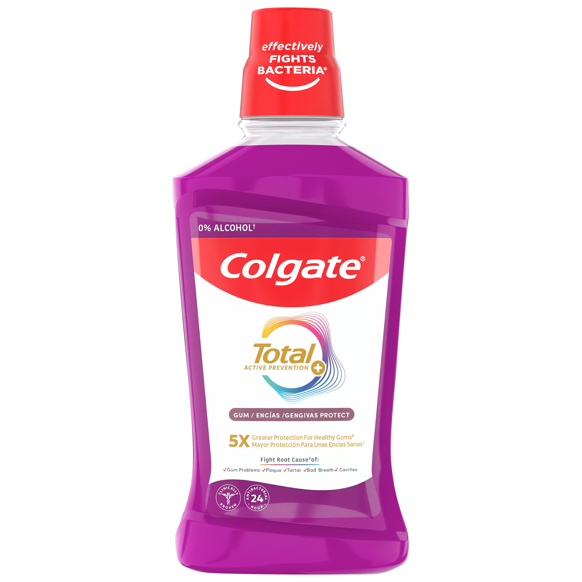 Enjuague Colgate Total Advanced Encías Sanas Menta Suave Pack 12 x 500ml | Protección Antibacteriana Ininterrumpida* | 5 Veces Mayor Protección de las Encías** | 0% alcohol***