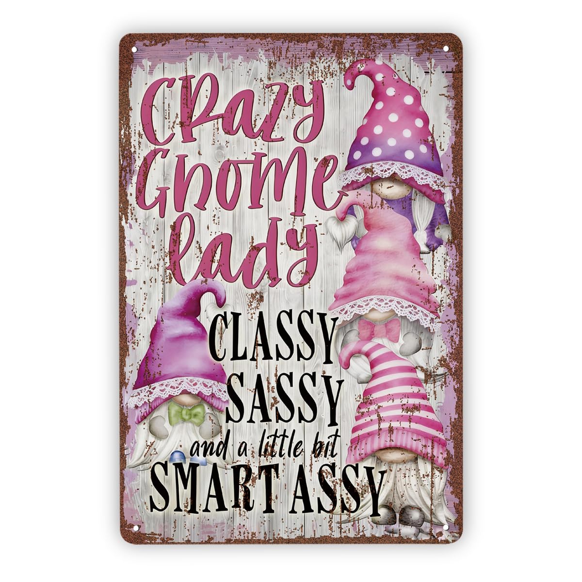 Crazy Gnome Lady Garden Gnome Tin Sign, Gift For Her