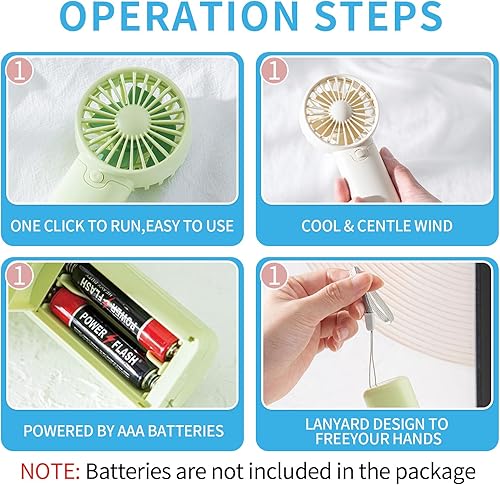 Miniatura 3 de Ventilador con pilas AAA, pequeños ventiladores portátiles alimentados por batería con 1 velocidades, ventilador personal silencioso de 5 pulgadas