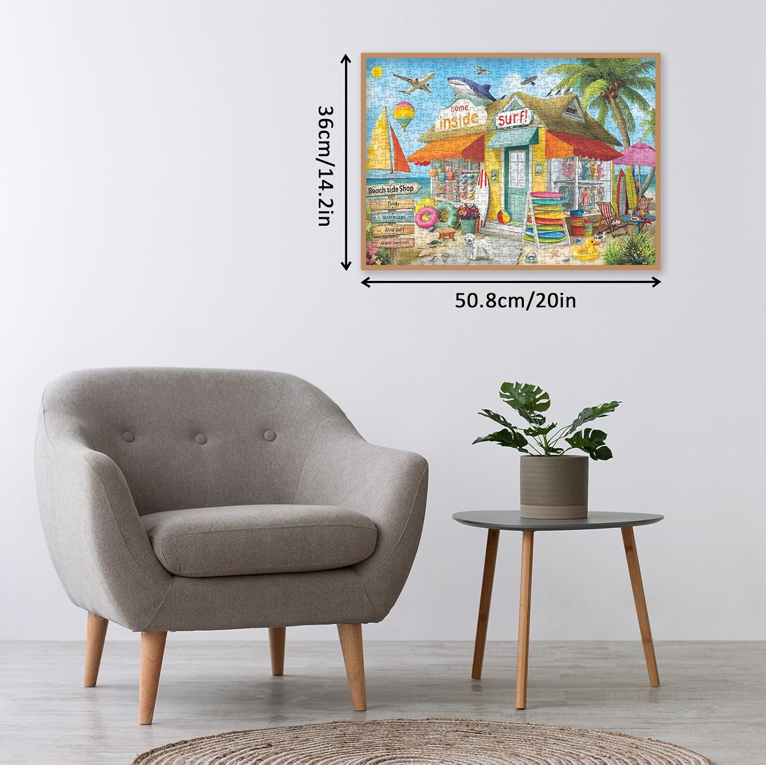 Funny Beach Surf Shop Puzzles for Adults 500 Pieces. Summer Seaside Landscape Jigsaw Puzzles. Challenging Nature, Ocean,Animal Art Puzzles