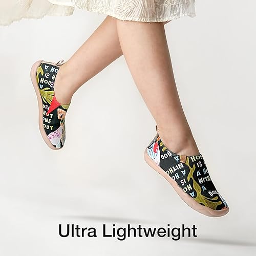 Vista 5 de UIN Zapatos de viaje pintados artísticos para mujer, mocasines de punto, ligeros, cómodos, a la moda, Toledo I, pájaros y flores