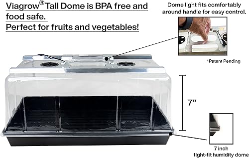 Miniatura 2 de Viagrow Seedling Station Deluxe Kit con luz LED de crecimiento, cúpula de propagación, bandeja de plántulas duradera 4X, 50 iniciadores de plántulas