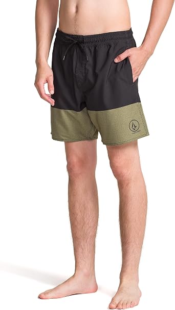 Volcom Men's 17 Elastic Waist Surf Swim Trunks Quick-Dry Boardshorts with Drawstring and Back Pocket