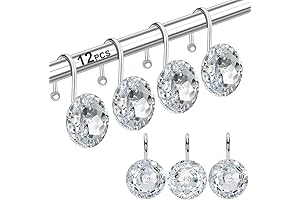 12 Pack Diamond Shower Curtain Hooks: Rust-Resistant Rhinestone Hangers for a Sparkling Bathroom