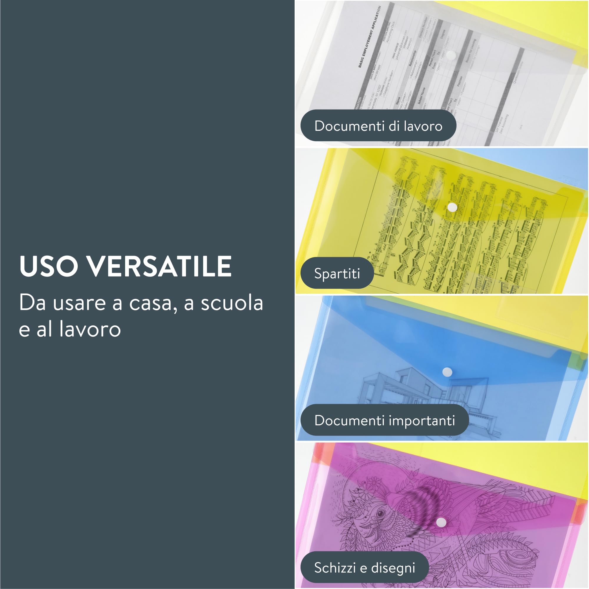 H&S, 30 cartelline portadocumenti in plastica, formato A4