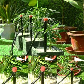 50Pcs Adjustable Irrigation Drippers | 360 Degree Water Flow Drip Irrigation System,Drip Emitters for 4/7mm Tube