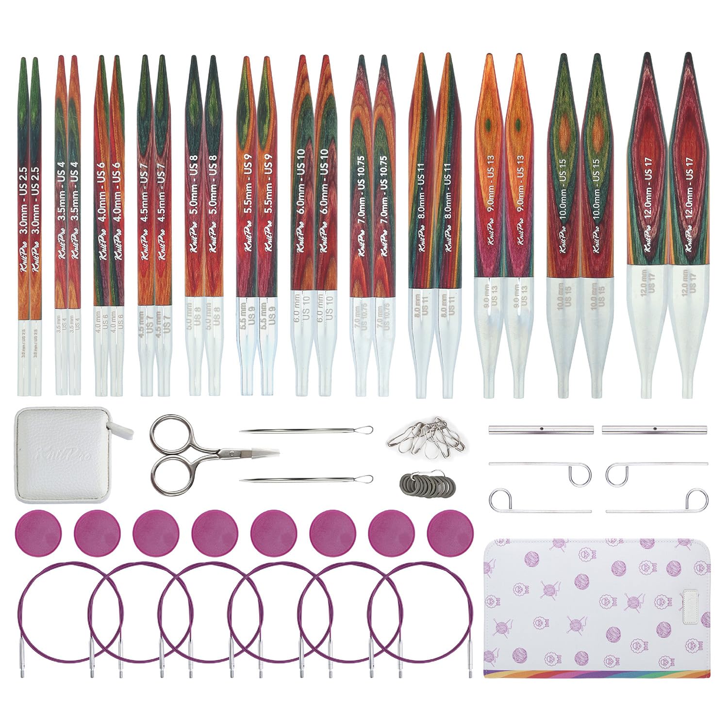 Knitpro Multicolor Symfonie 2 Grande Interchangeable Needle Set 5" (13Cm) | 12 Sizes (3Mm To 12Mm)