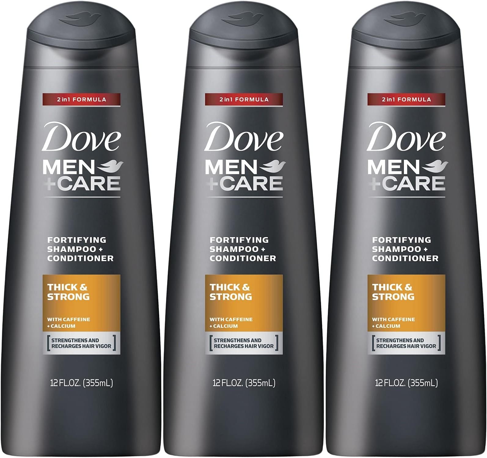 Men + Care Thick and Strong Fortifying 2-in-1 Shampoo + Conditioner, 12 Ounce (Pack of 3)