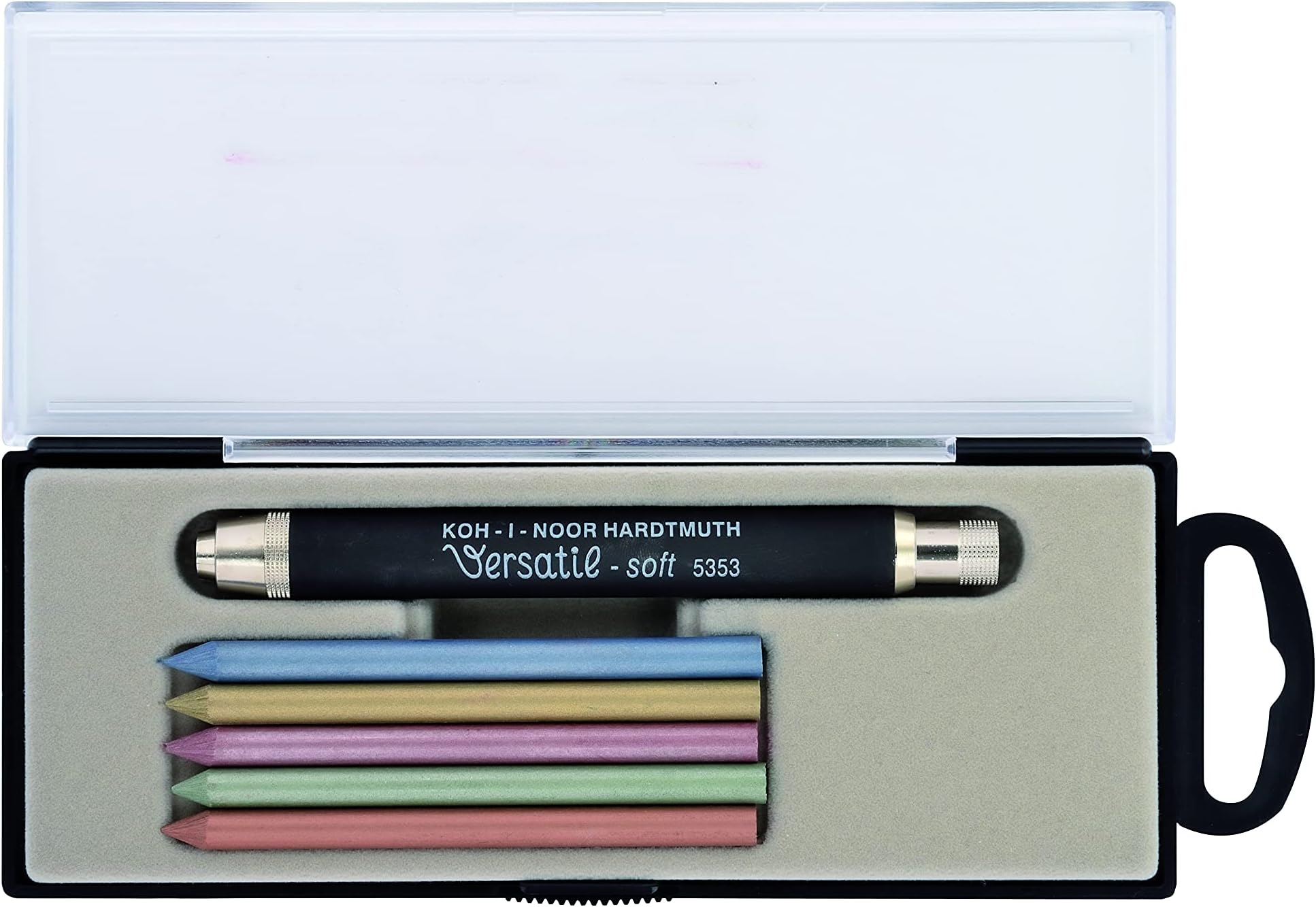 VERSATIL 53530N8005TE All Metal Leadholders with Sharpener, Soft Surface Set - Black